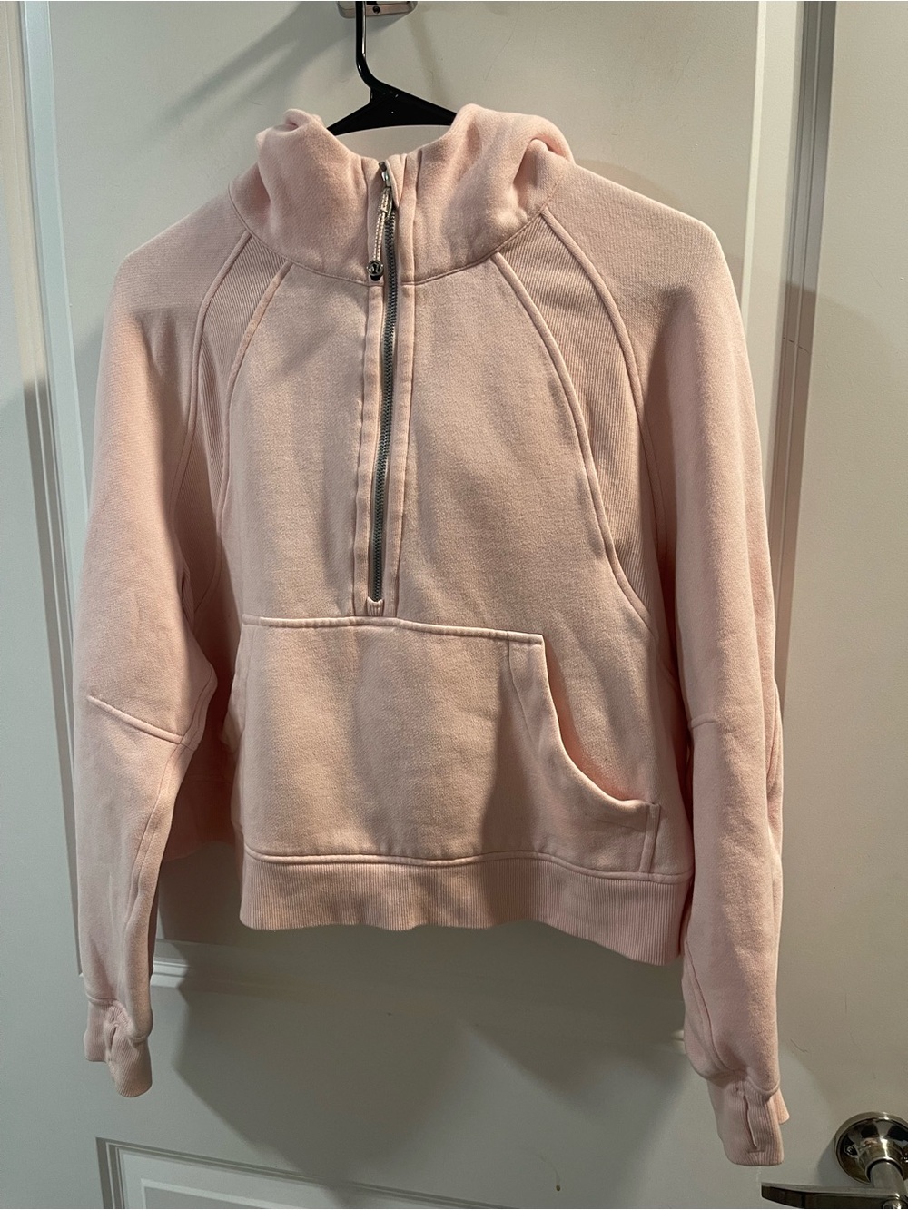 lululemon Scuba athletica Light Pink Half-Zip Fleece Hoodie Like New Condition